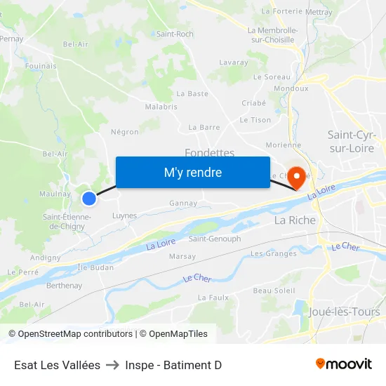 Esat Les Vallées to Inspe - Batiment D map