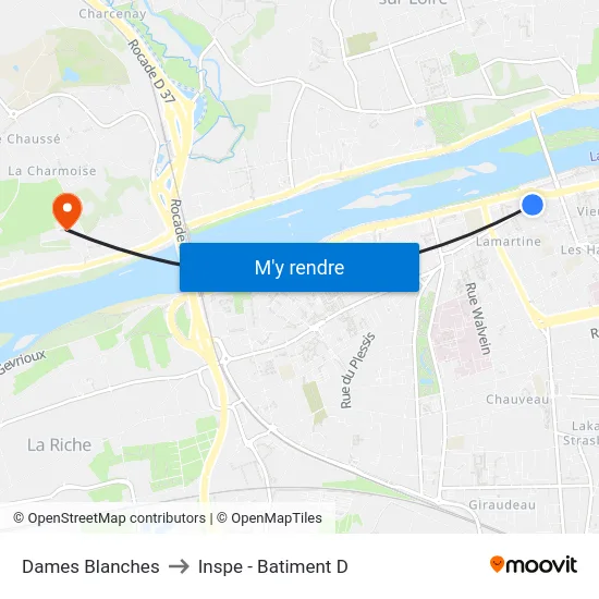 Dames Blanches to Inspe - Batiment D map