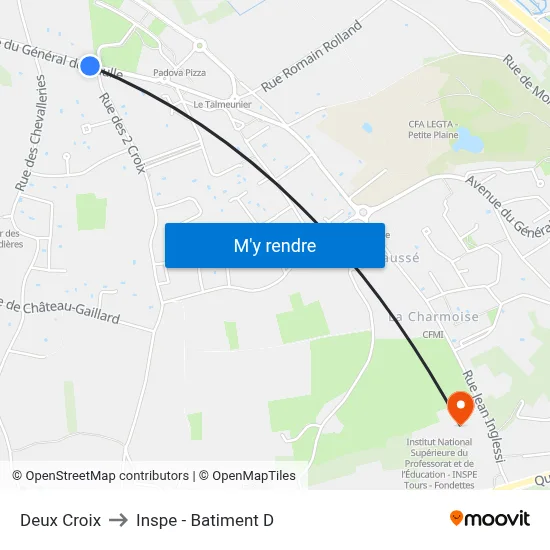 Deux Croix to Inspe - Batiment D map