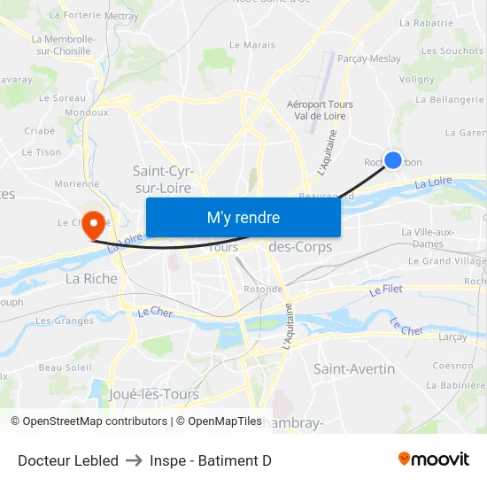 Docteur Lebled to Inspe - Batiment D map