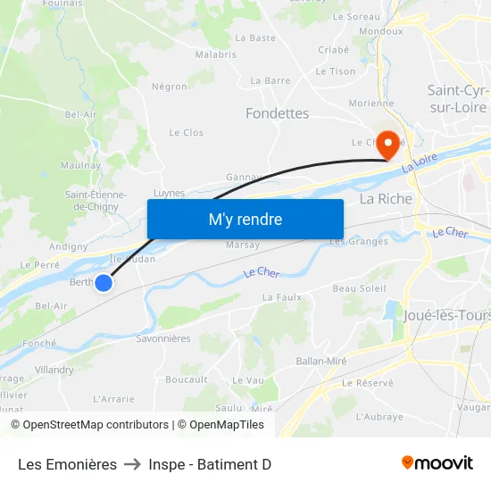 Les Emonières to Inspe - Batiment D map