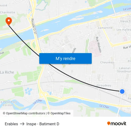 Erables to Inspe - Batiment D map