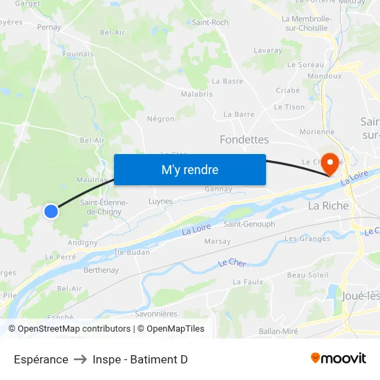 Espérance to Inspe - Batiment D map