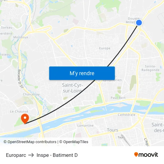 Europarc to Inspe - Batiment D map