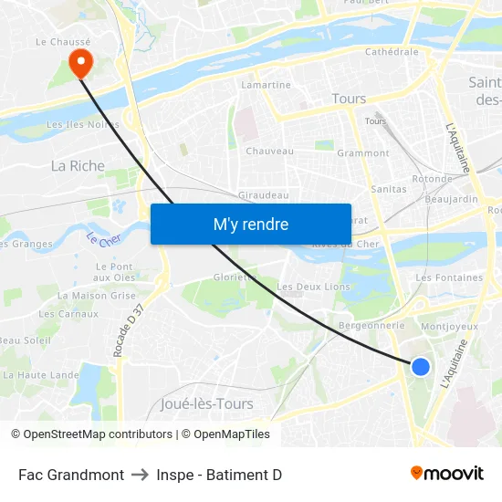 Fac Grandmont to Inspe - Batiment D map