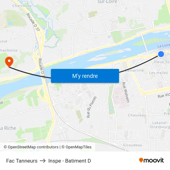 Fac Tanneurs to Inspe - Batiment D map
