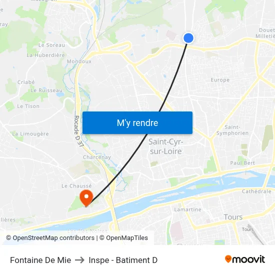 Fontaine De Mie to Inspe - Batiment D map