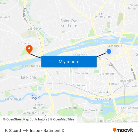 F. Sicard to Inspe - Batiment D map