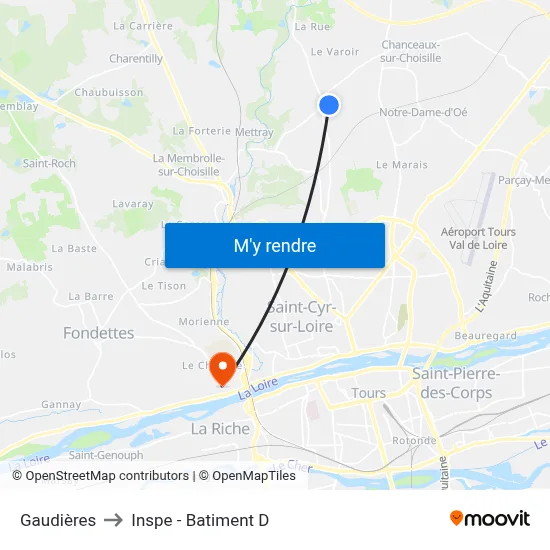 Gaudières to Inspe - Batiment D map