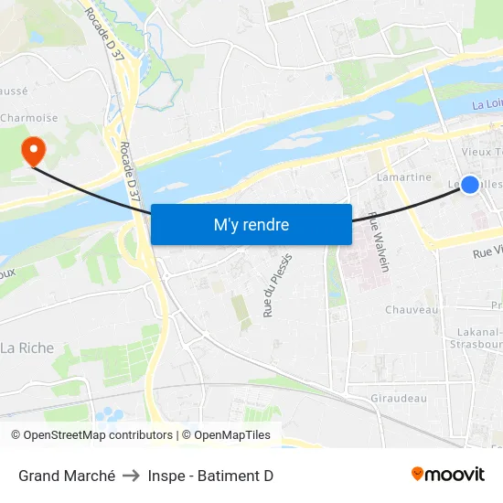 Grand Marché to Inspe - Batiment D map