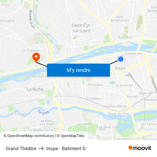 Grand Théâtre to Inspe - Batiment D map