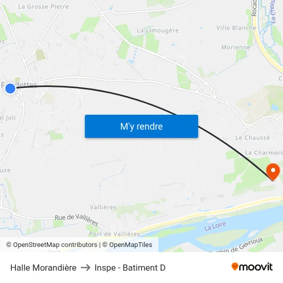 Halle Morandière to Inspe - Batiment D map