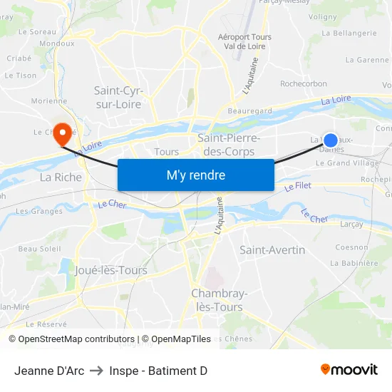 Jeanne D'Arc to Inspe - Batiment D map