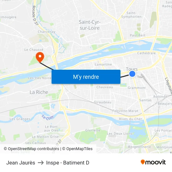 Jean Jaurès to Inspe - Batiment D map