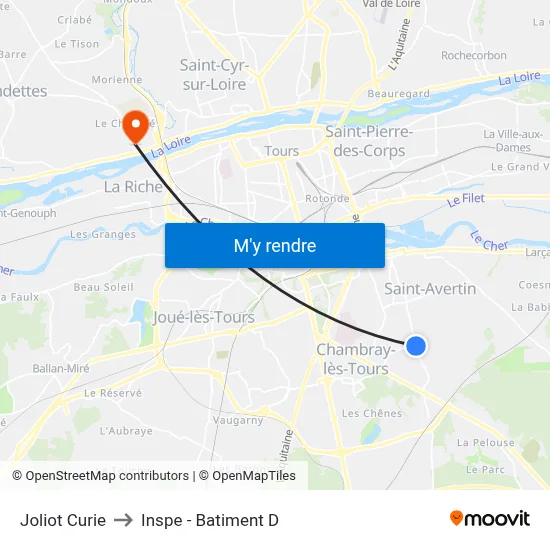 Joliot Curie to Inspe - Batiment D map