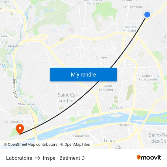Laboratoire to Inspe - Batiment D map