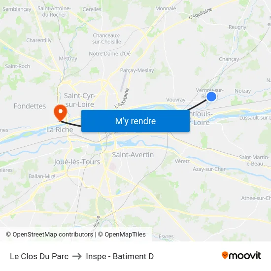 Le Clos Du Parc to Inspe - Batiment D map