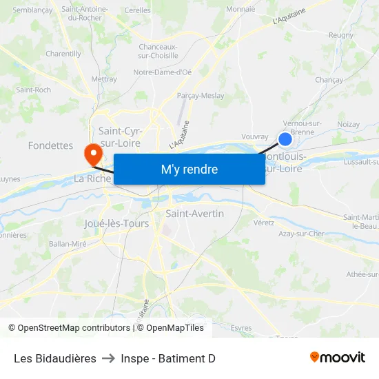 Les Bidaudières to Inspe - Batiment D map