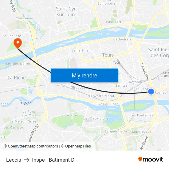 Leccia to Inspe - Batiment D map
