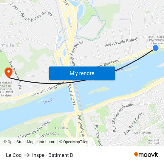 Le Coq to Inspe - Batiment D map