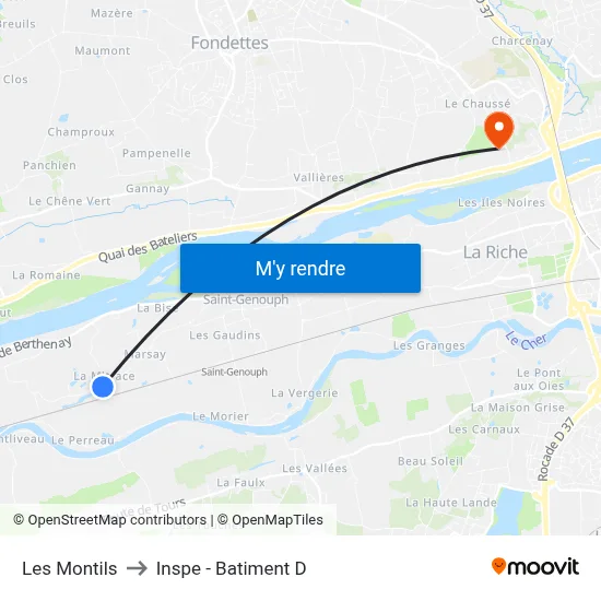 Les Montils to Inspe - Batiment D map