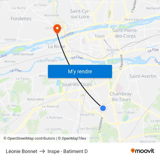 Léonie Bonnet to Inspe - Batiment D map