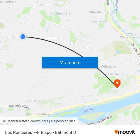 Les Roncières to Inspe - Batiment D map