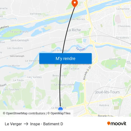 Le Verger to Inspe - Batiment D map