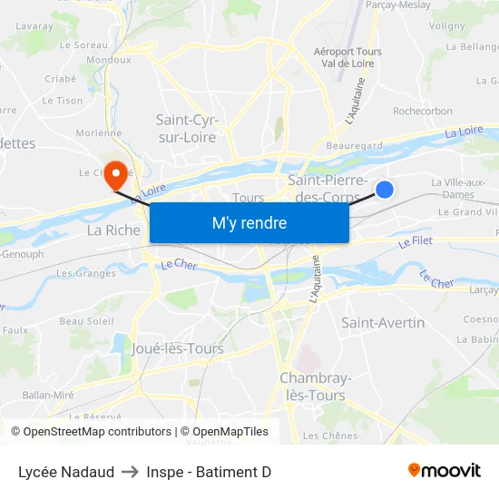 Lycée Nadaud to Inspe - Batiment D map