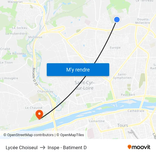 Lycée Choiseul to Inspe - Batiment D map