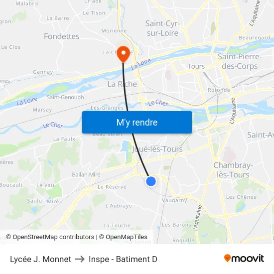 Lycée J. Monnet to Inspe - Batiment D map