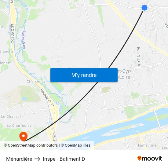 Ménardière to Inspe - Batiment D map