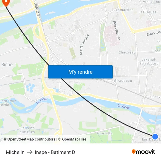 Michelin to Inspe - Batiment D map
