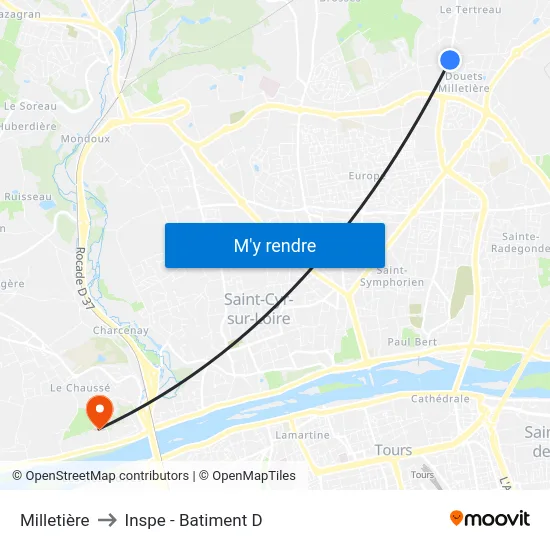 Milletière to Inspe - Batiment D map