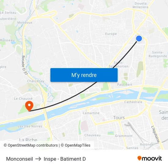 Monconseil to Inspe - Batiment D map