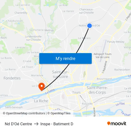 Nd D'Oé Centre to Inspe - Batiment D map