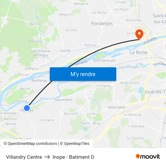 Villandry Centre to Inspe - Batiment D map