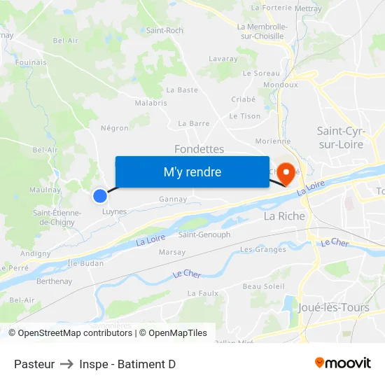 Pasteur to Inspe - Batiment D map