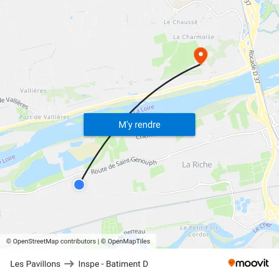 Les Pavillons to Inspe - Batiment D map