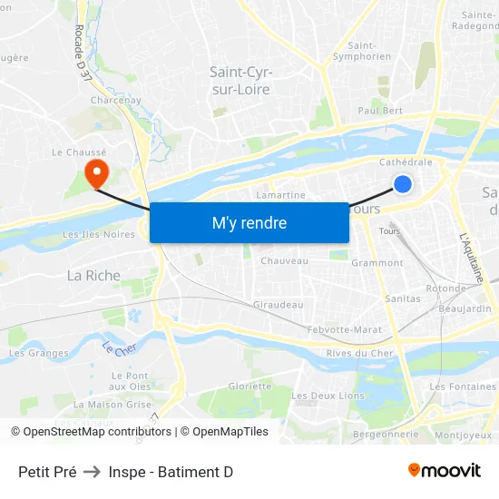 Petit Pré to Inspe - Batiment D map
