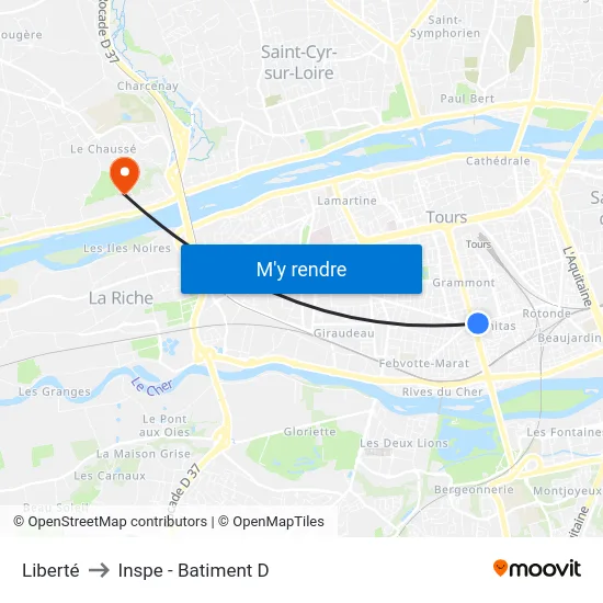 Liberté to Inspe - Batiment D map