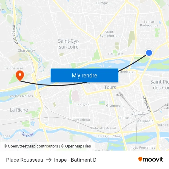 Place Rousseau to Inspe - Batiment D map