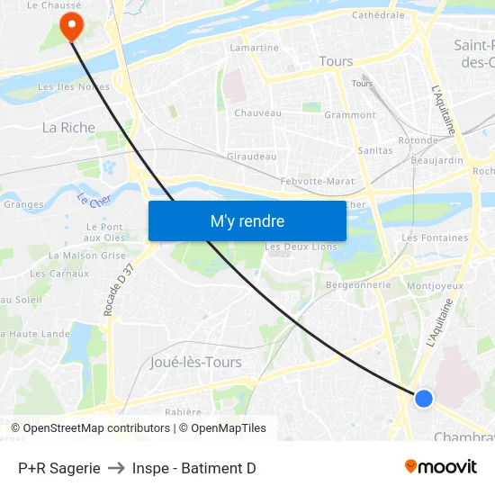 P+R Sagerie to Inspe - Batiment D map