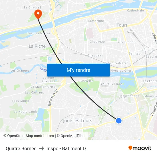 Quatre Bornes to Inspe - Batiment D map