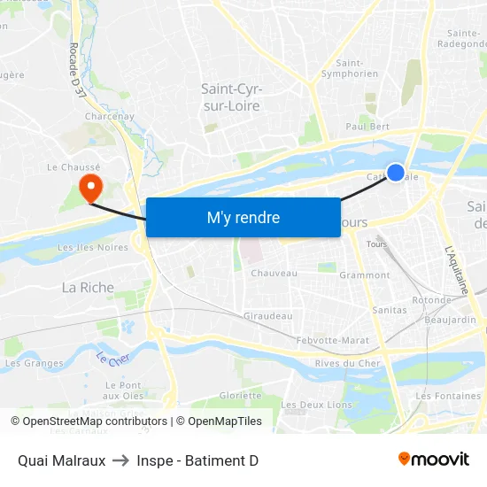 Quai Malraux to Inspe - Batiment D map