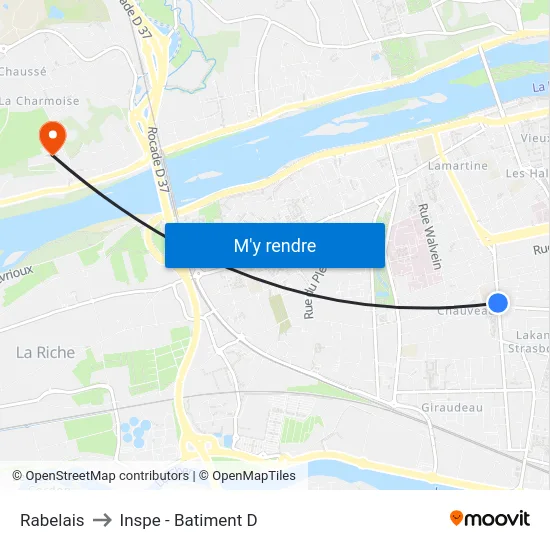 Rabelais to Inspe - Batiment D map