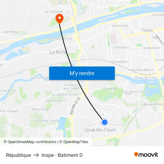 République to Inspe - Batiment D map
