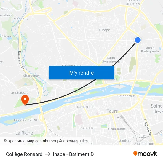 Collège Ronsard to Inspe - Batiment D map