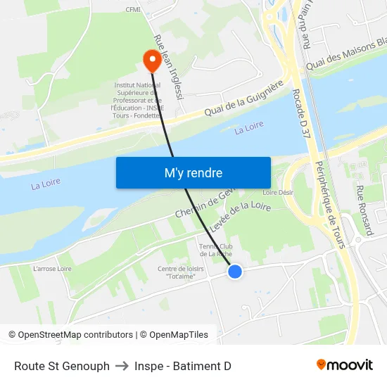 Route St Genouph to Inspe - Batiment D map