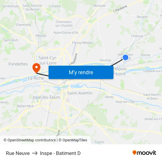 Rue Neuve to Inspe - Batiment D map